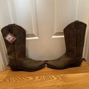 New Old West Brown Leather Round Toe Western Boots Mens Size 13D 13